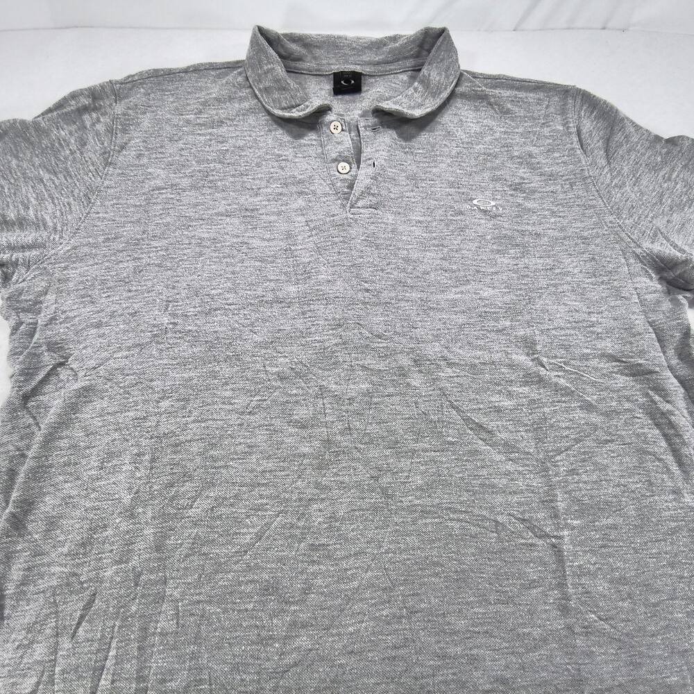 Oakley Short Sleeve Casual Collared Polo Shirt Adult Mens Size Large L Gray